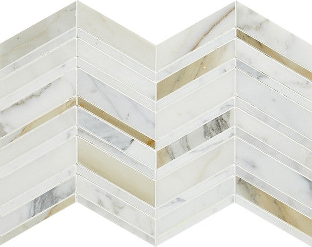 Calacatta Marble Mosaic - Chevron - Polished
