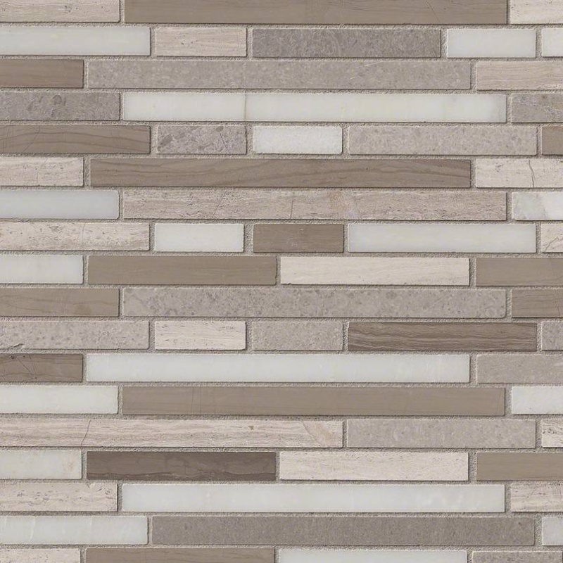 Arctic Storm Interlocking Marble Mosaic - Linear - Honed