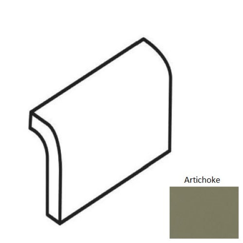 Bright & Matte Artichoke Ceramic Wall Trim - 4 1/4" X 4 1/4" Radius Bullnose - Matte