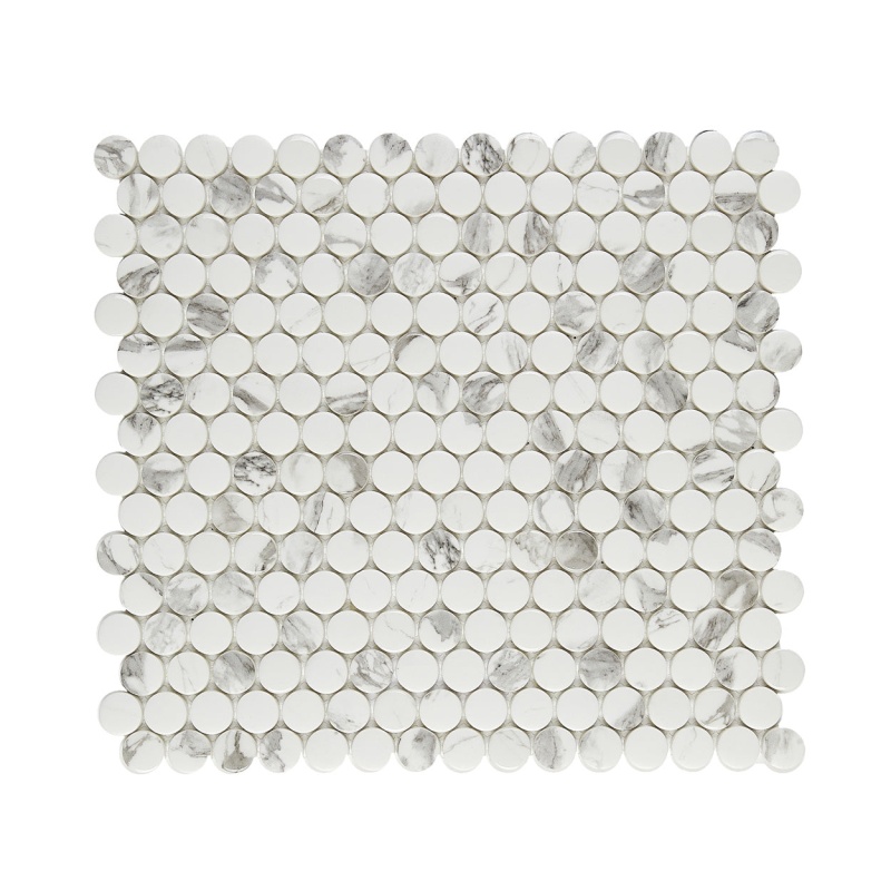 Simple Stone Bianco Glass Mosaic - Penny Round - Glossy & Matte