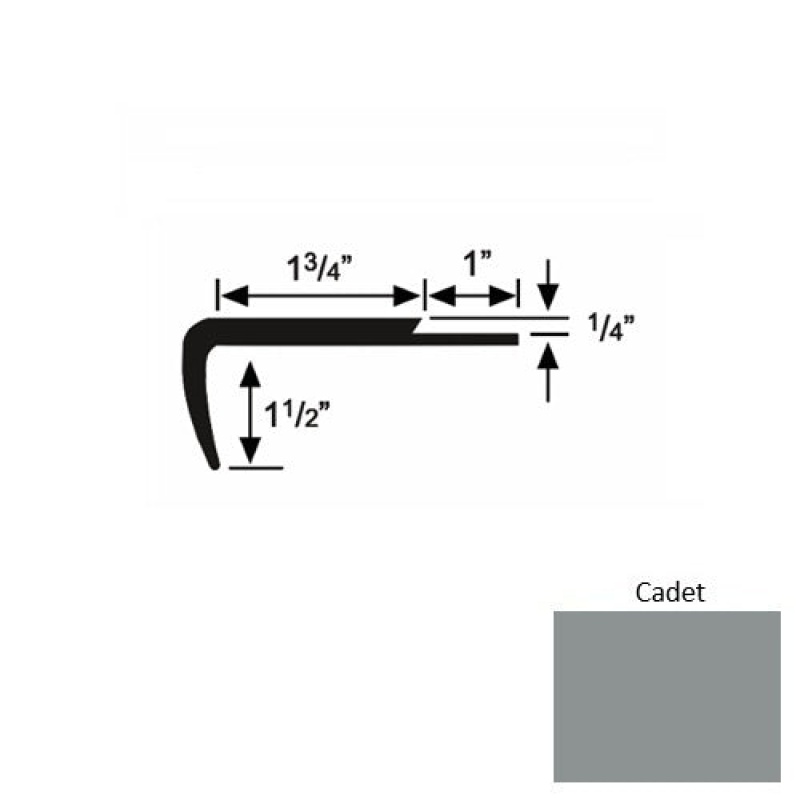 Solid 13 Cadet Rubber Single Flange Carpet Stair Nosing (Sq) - 1 3/4" X 9 Ft (108")
