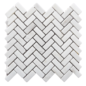 Calacatta Mix Marble Mosaic - 3/4" x 2" Mini Herringbone - Tumbled