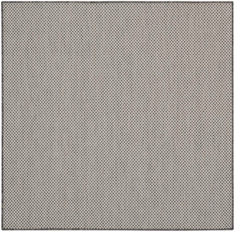 Courtyard Ivory Charcoal Cou01 Polypropylene & Polyester Contemporary Area Rug - 8 Ft X Square - Ivory Charcoal