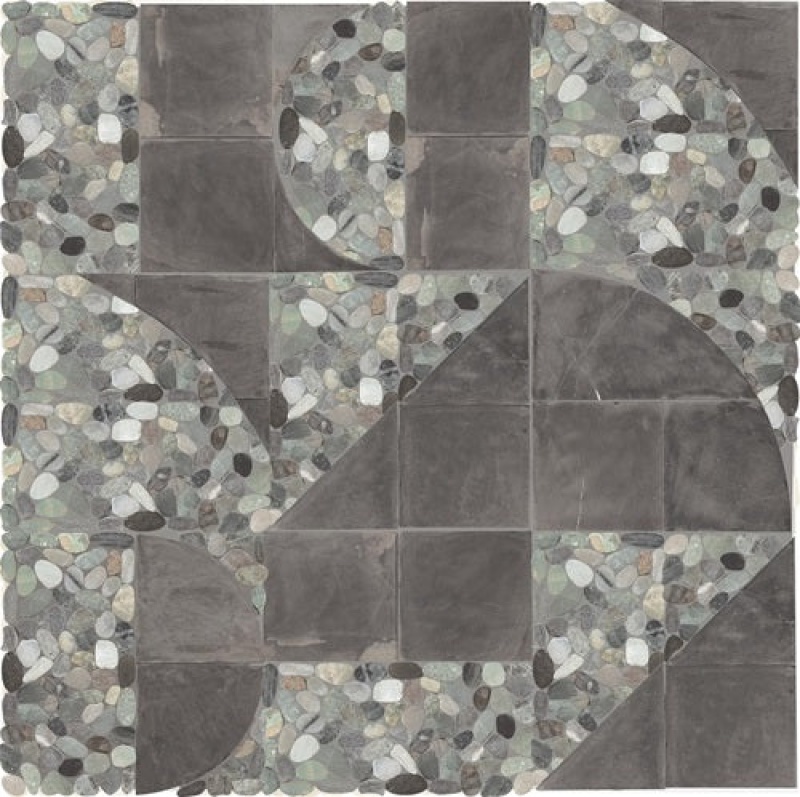 Pebble Oasis Coastal Pebble Mosaic - Art Deco - Honed