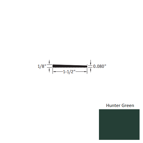 Johnsonite Hunter Green Vinyl Moulding / Trim - 1 1/2" X 12 Ft (144") X 1/8" - .080" Reducer - Reducer