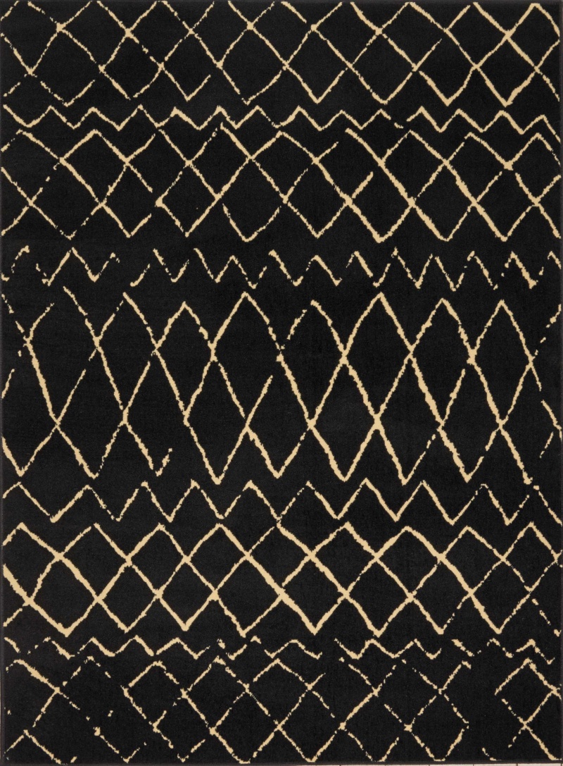 Grafix Black Polypropylene Bohemian Area Rug