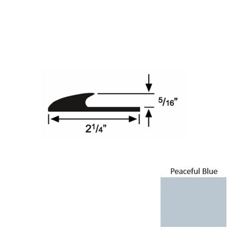Solid 39 Peaceful Blue Rubber Glue Down Carpet Edge - 2 1/4" X 9 Ft (108") X 5/16"