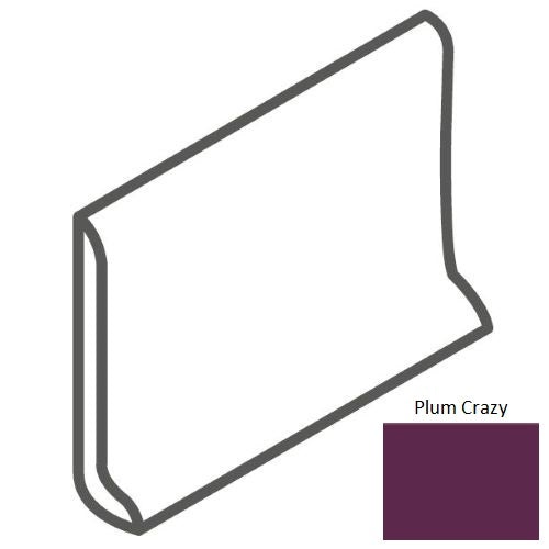 Color Wheel Classic Plum Crazy Ceramic Wall Trim - 4 1/4" X 6" Sanitary Cove Base - Semi Gloss