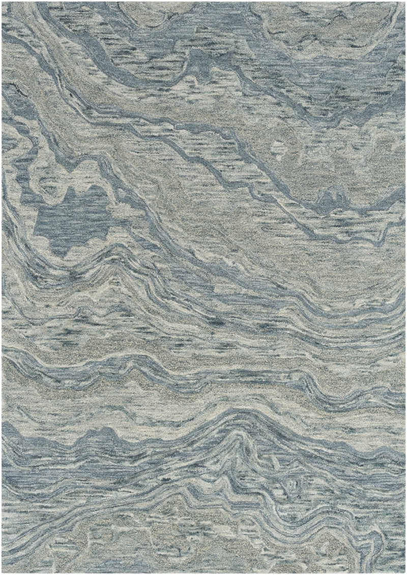 Graceful Blue Wool Modern Area Rug