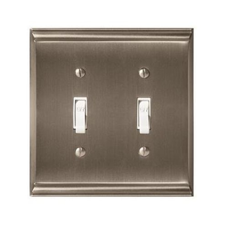 Candler Zinc 2 Gang Toggle Switch Wall Plate - Satin Nickel - 2-Gang