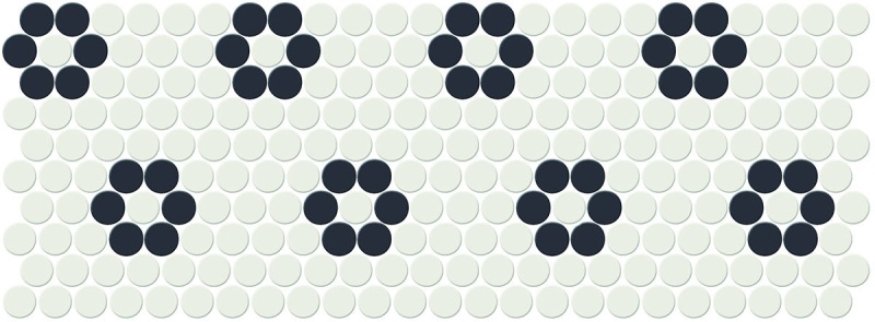 Keystone Blends Arctic White & Black Rosette Porcelain Mosaic - 1" X 1" Penny Round - Matte