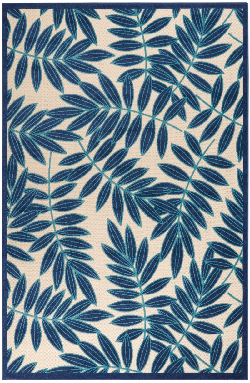 Aloha Alh18 Navy Polypropylene Tropical Area Rug