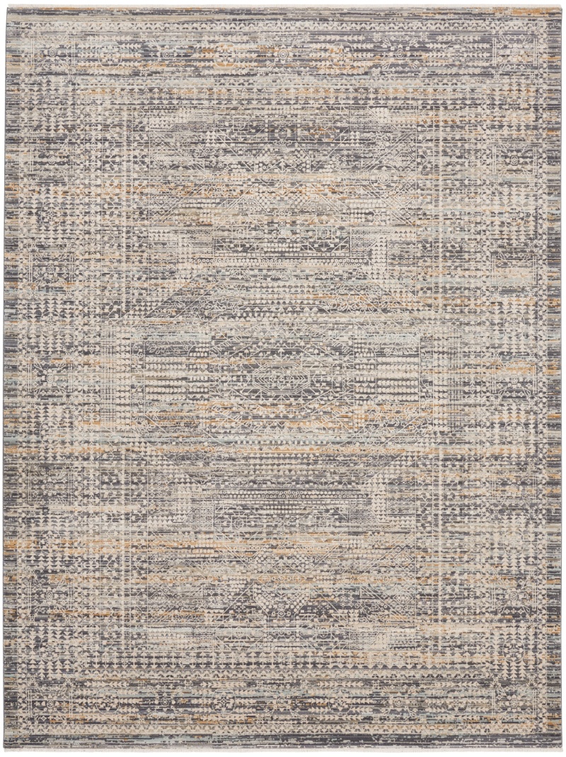 Lynx Ivory Slate Polyester Vintage Area Rug 9 ft x 11 ft