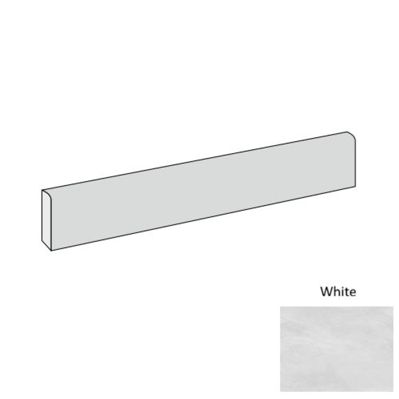 Ecoslate White Porcelain Floor Trim - 3" X 24" Bullnose - Natural