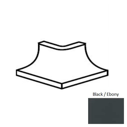 Keystones Unglazed Mosaic Black / Ebony Porcelain Floor & Wall Trim - 2" X 2" Cove Base Outcorner - Matte