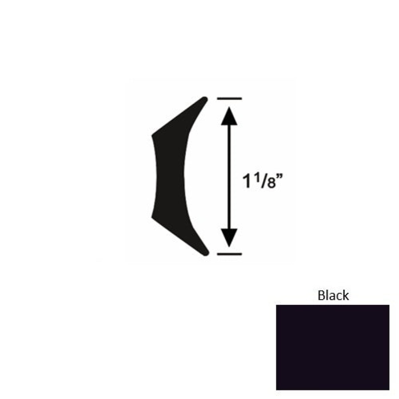 Solid 44 Black Rubber Fillet Strip - 1 1/8" X 9 Ft (108")