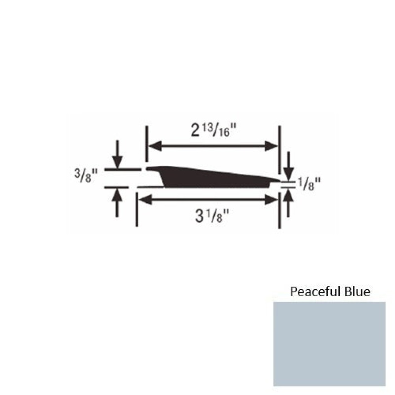 Solid 67 Peaceful Blue Rubber Rolling Traffic Transition, 3 1/8" x 9 Ft (108") x 3/8" - 1/8"