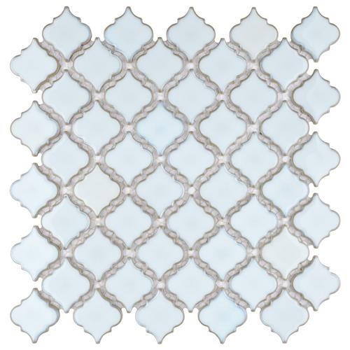 Hudson Tangier Silk White Porcelain Mosaic - Arabesque - Glossy