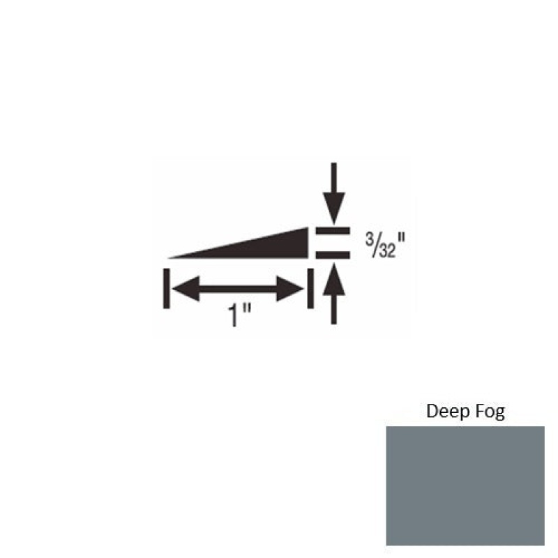 Solid 48 Deep Fog Rubber Reducer Strip - 1" X 9 Ft (108") X 3/32"