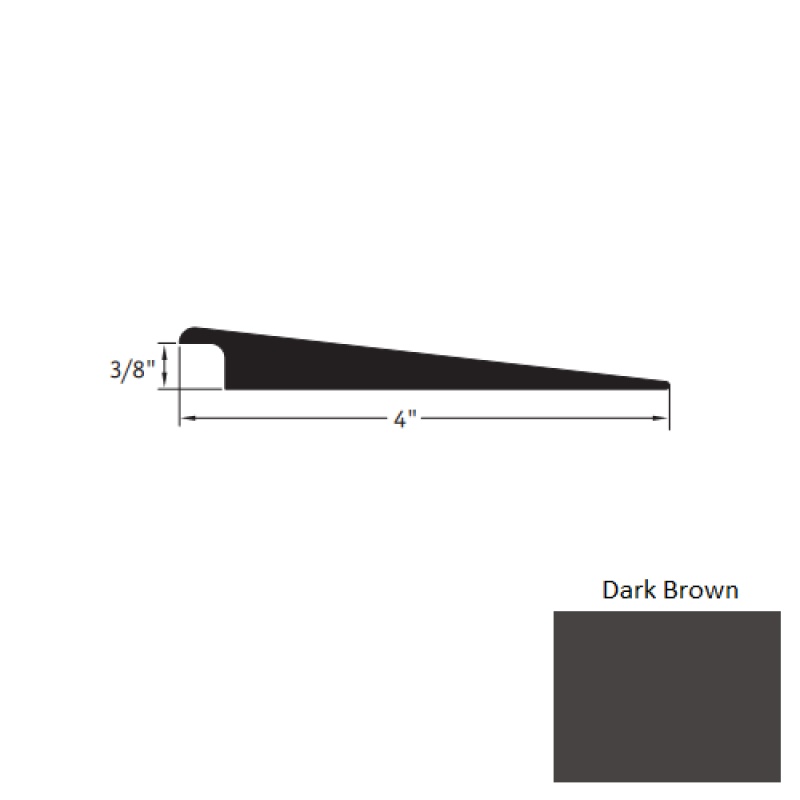 Johnsonite Dark Brown Vinyl Moulding / Trim – 4" x 12 Ft (144") x 3/8" Wheeled Traffic Transition