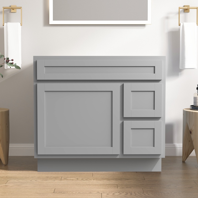 Cvd Grey Solid Wood Right Drawer Bathroom Cabinet - 36" X 21" X 32.5" - Grey