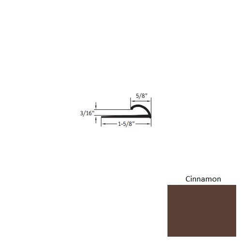 Johnsonite Cinnamon Vinyl Moulding / Trim - 5/8" X 12 Ft (144") X 3/16" Edge Guard - Edge Guard