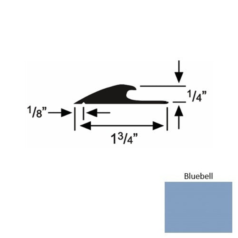 Solid 43 Bluebell Rubber Custom Carpet Edging - 1 3/4" X 9 Ft (108") X 1/4"