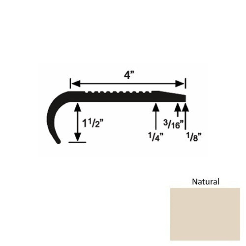 Solid 02 Natural Rubber Commercial Stair Nosing (Rd) - 4" X 9 Ft (108")