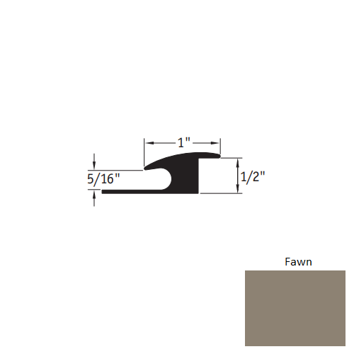 Johnsonite Fawn Vinyl Moulding / Trim - 1" X 12 Ft (144") X 5/16" - 1/2" Adaptor - Adaptor