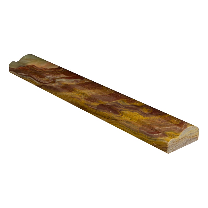 Red Multi Color Onyx Liner - 2" X 12" F6 Chair Rail - Polished