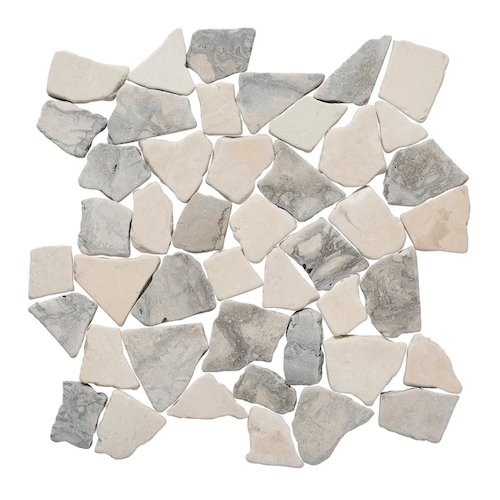 Random Swirl Grey & Beige Marble Marble Mosaic - Random - Tumbled