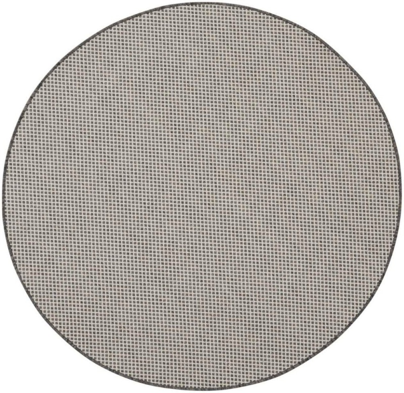 Courtyard Ivory Charcoal Cou01 Polypropylene & Polyester Contemporary Area Rug - 5 Ft X Round - Ivory Charcoal