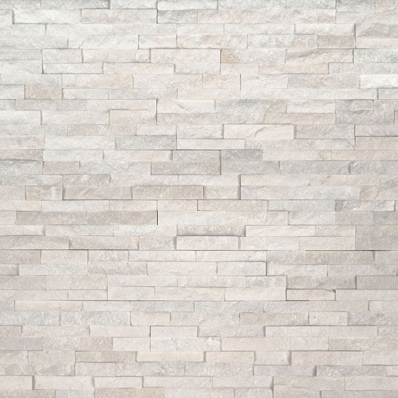 Rockmount Stacked Stone M Panel Arctic White Mini Marble Mini Ledgestone - Split Face - 4 1/2" X 16"