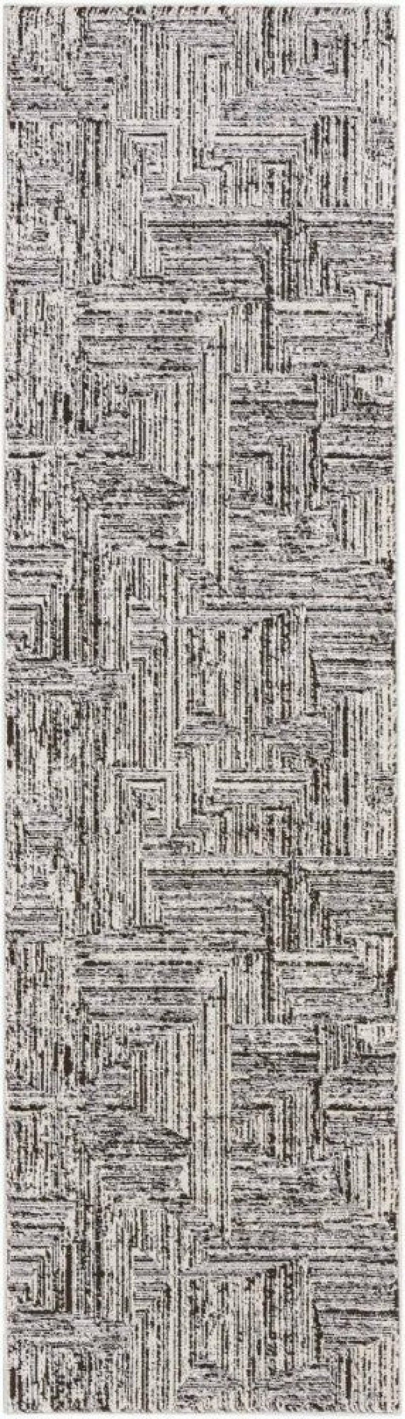 Calvin Klein Irradiant Cream Black Irr01 Polyester Contemporary Area Rug - 6 Ft Runner - Cream Black