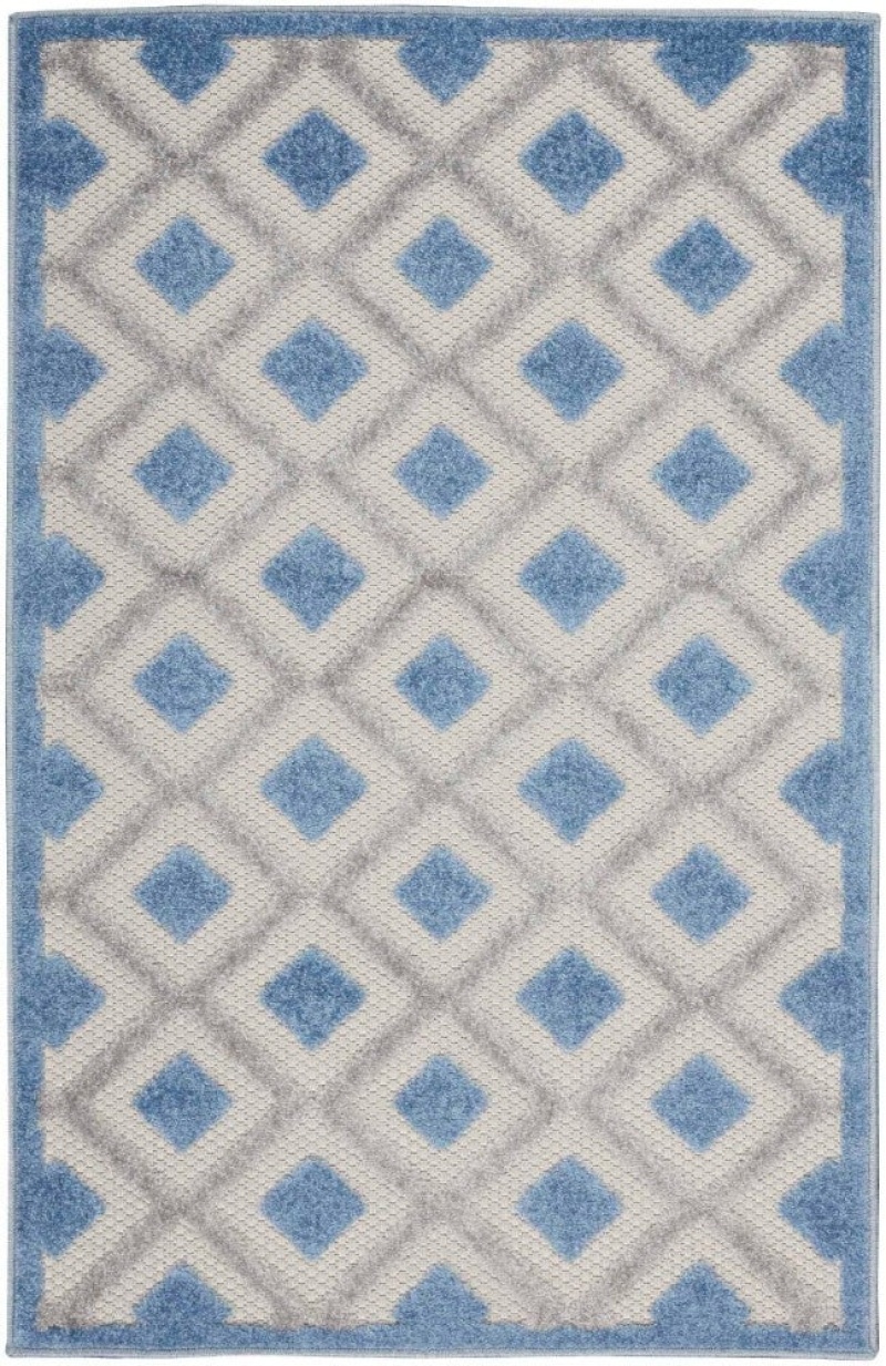 Aloha Blue Grey Alh26 Polypropylene & Polyester Contemporary Area Rug - 3 Ft X 4 Ft - Blue Grey