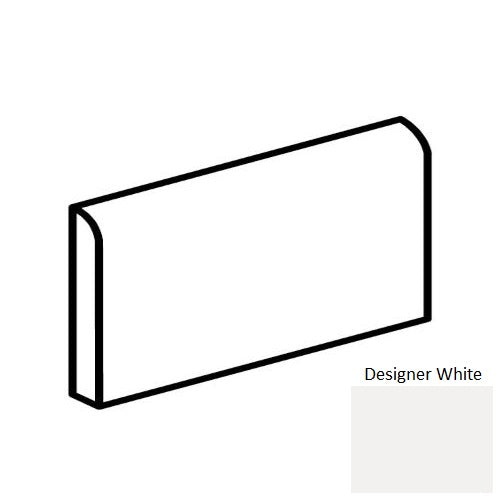 Bright & Matte Profiles Designer White Ceramic Wall Trim - 3" X 6" Bullnose 6" Side - Matte