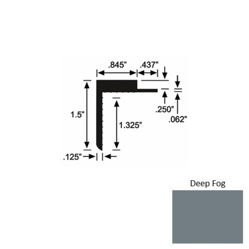 Solid 57 Deep Fog Rubber Landing Trim - 1 1/2" X 98"
