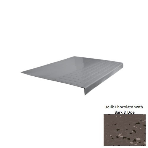 Spextones Milk Chocolate With Bark & Doe Type 701 Distinct Designs Rubber - 12" X 72" Stair Tread - Rgt Radial Ii Raised Disc Design