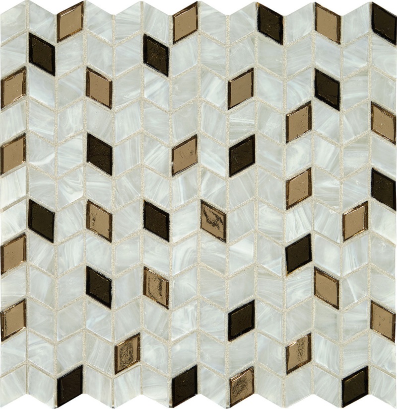 Interstellar Gold Rush Glass Mosaic - 1" x 1" Diamond - Matte