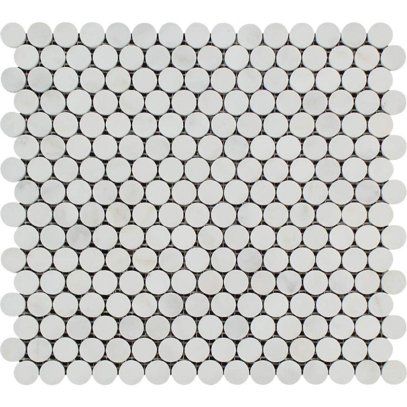 Oriental White Marble Mosaic - Penny Round
