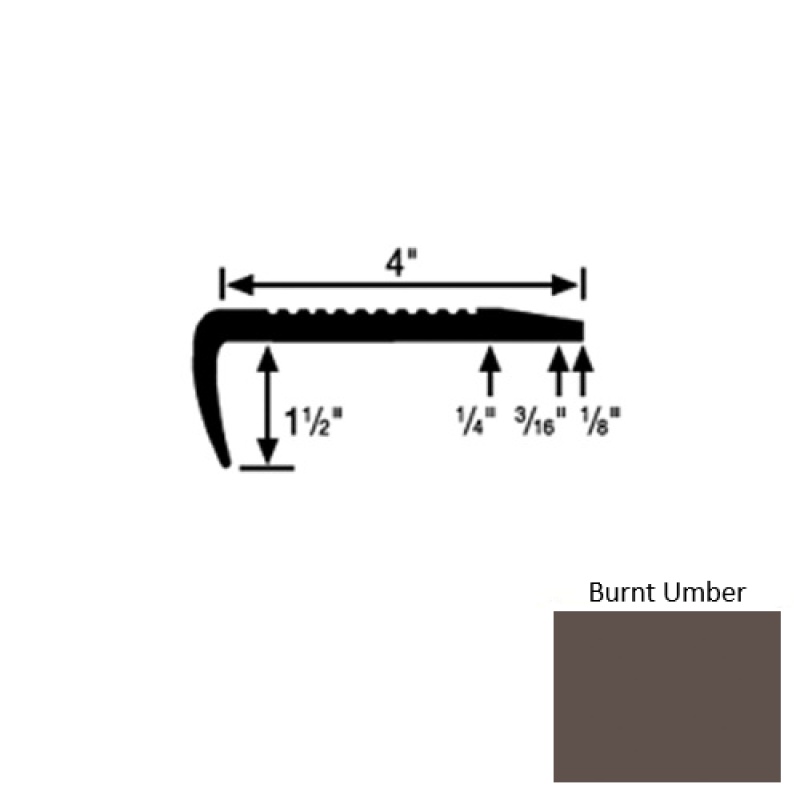 Solid 01 Burnt Umber Rubber Commercial Stair Nosing