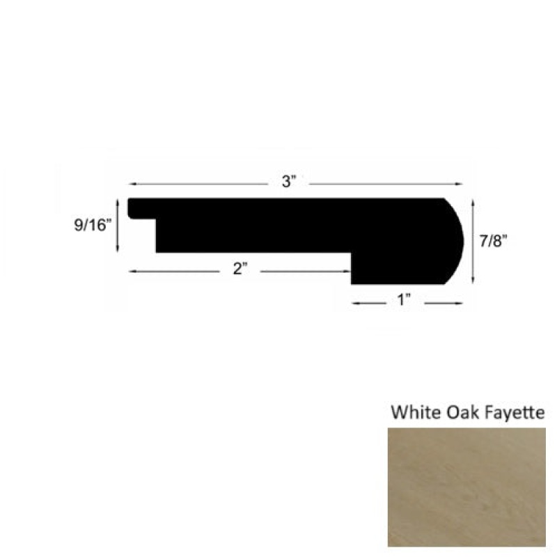 Sylvania White Oak Fayette Hardwood Moulding / Trim - 3" X 78" Round Stair Nose - Urethane