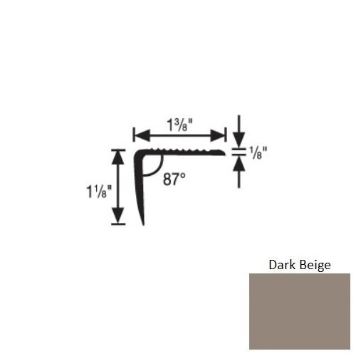 Flextones Dark Beige Vinyl 189 Top Set Stair Nosing - 1 3/8" X 12 Ft - Thermoplastic