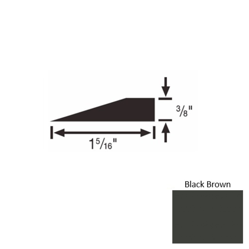 Solid 26 Black Brown Rubber Reducer Strip - 1 5/16" X 9 Ft (108") X 3/8"