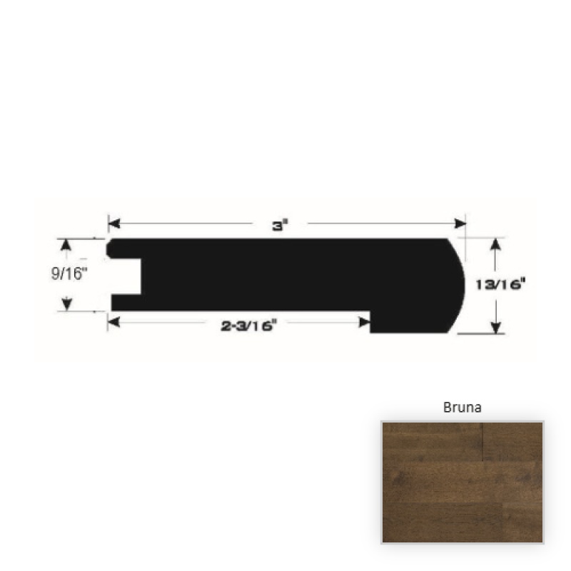Branche French White Oak Bruna Hardwood Moulding / Trim - 90" Flush Stair Nose - Wire Brushed & Ultra Low Gloss
