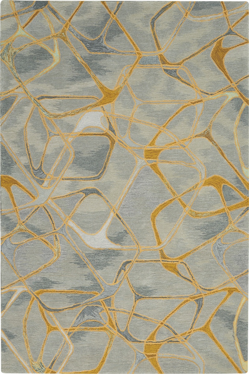 Symmetry Smm05 Grey / Yellow Polyester Modern Area Rug