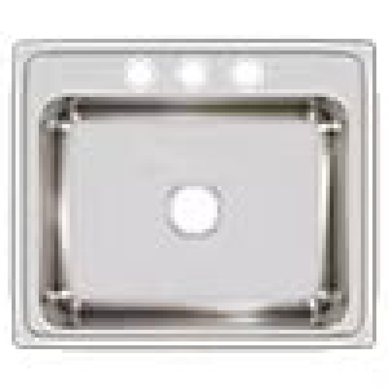 Lrq25213 Lustertone Classic Stainless Steel Drop In Single Bowl Kitchen Sink - 25" X 21 1/4" X 7 7/8" With 3 Holes - Stainless Steel