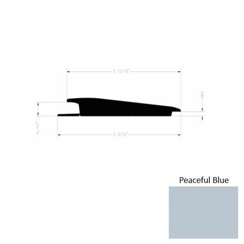 Solid 73 Peaceful Blue Rubber Rolling Traffic Transition - 3 3/16" X 9 Ft (108") X 1/4" - 0.080"