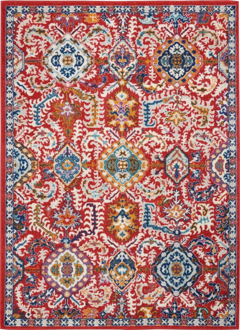 Passion Psn32 Red Multi Colored Polypropylene Rustic Area Rug