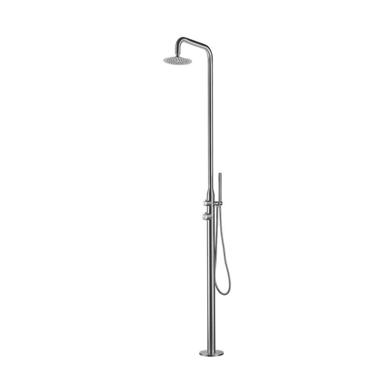 Stainless Steel Freestanding Outdoor Shower - Brushed - 7.87" X 90.5"